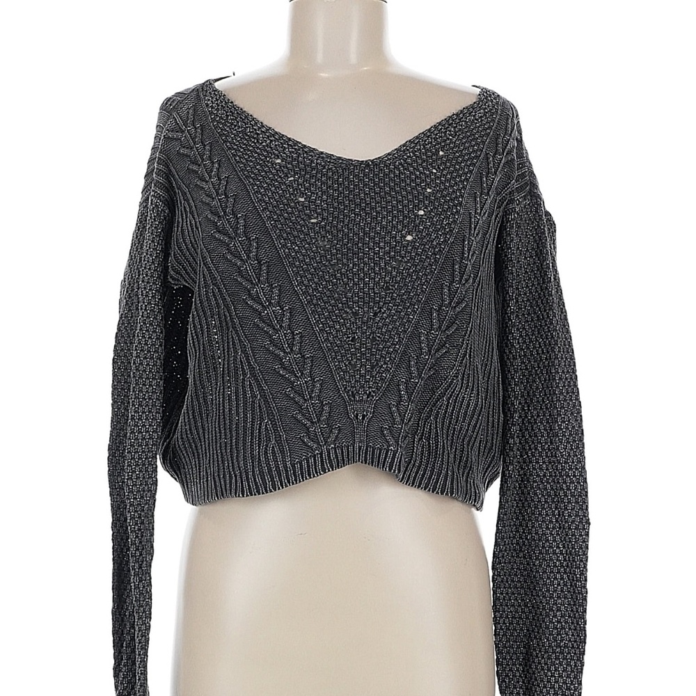 La Hearts Charcoal V-Neck Sweater